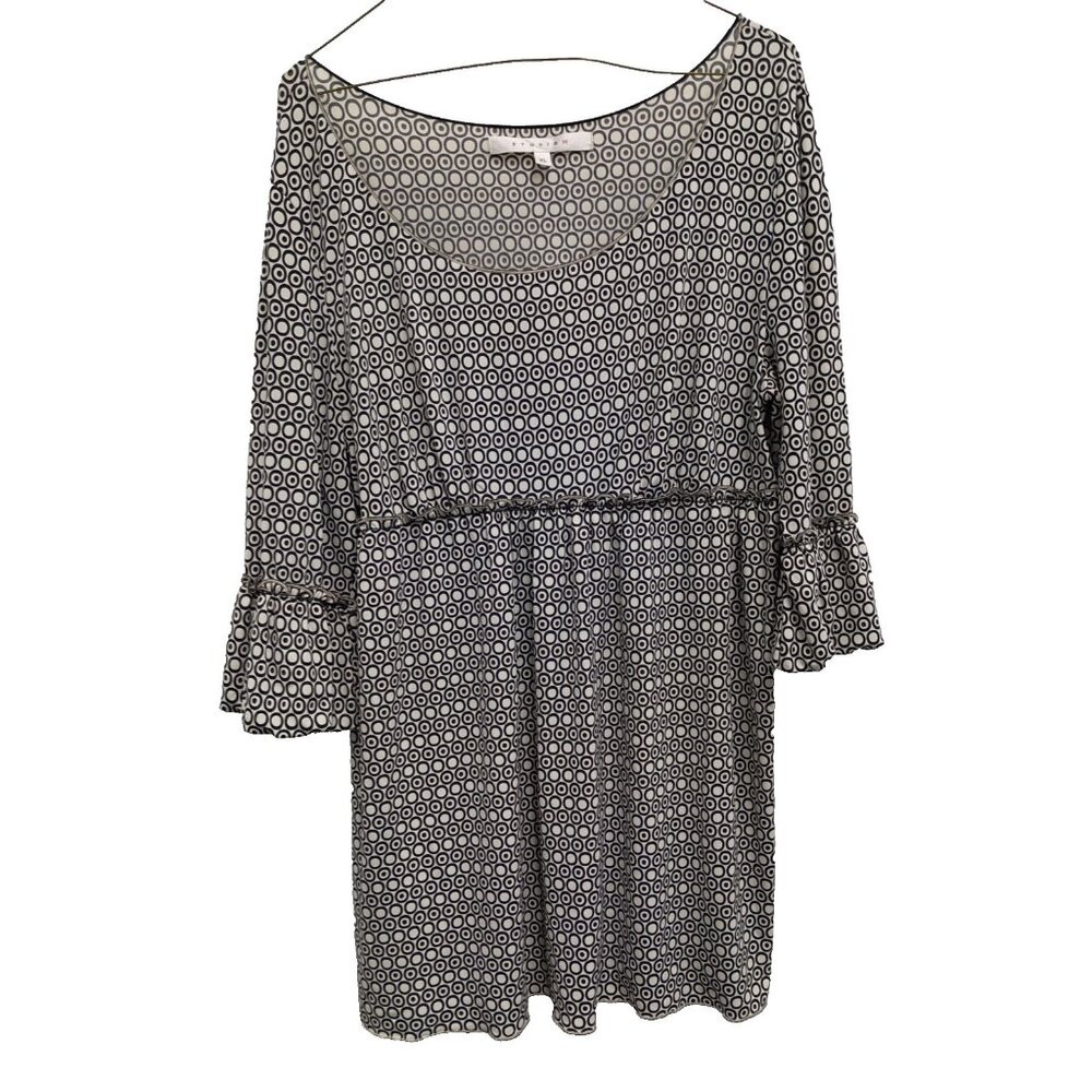 Vintage Studio M Womens Babydoll Tunic Top XL Printed Bell Sleeve BOHO Festival‎